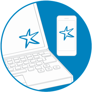 eBanking icon from cPort Credit Union on a laptop and cellphone